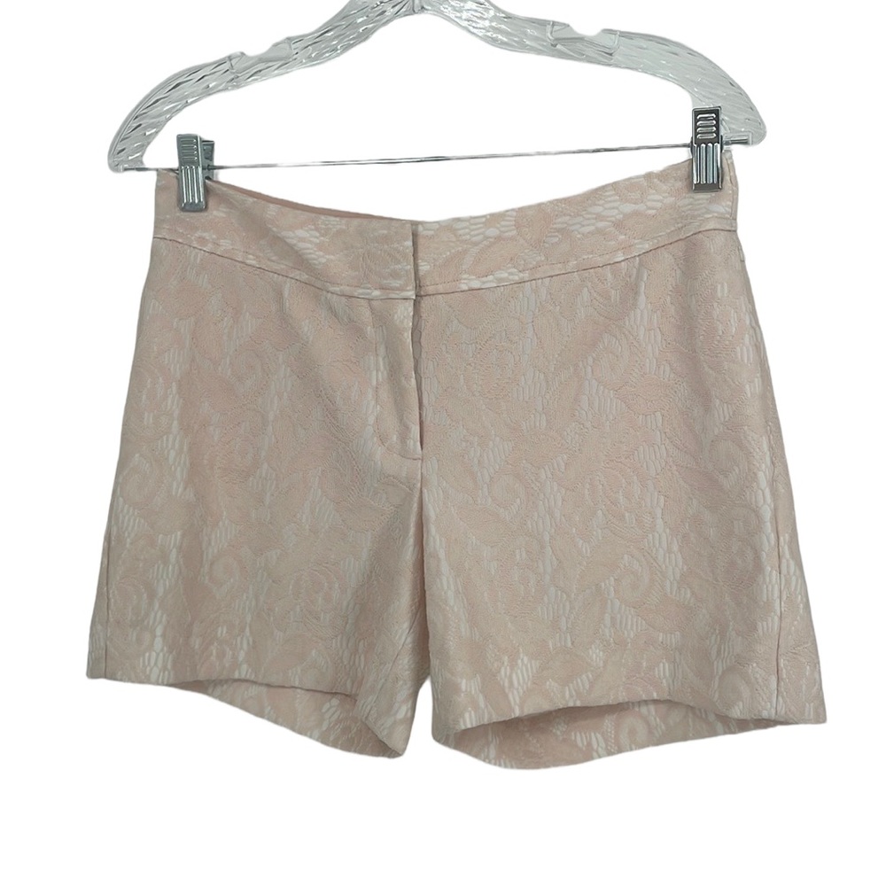 Cache Pink Lace Overlay Brocade Shorts Size 6